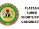 Plateau SUBEB shortlisted candidates