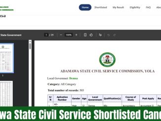 Adamawa State Civil Service Shortlisted Candidates
